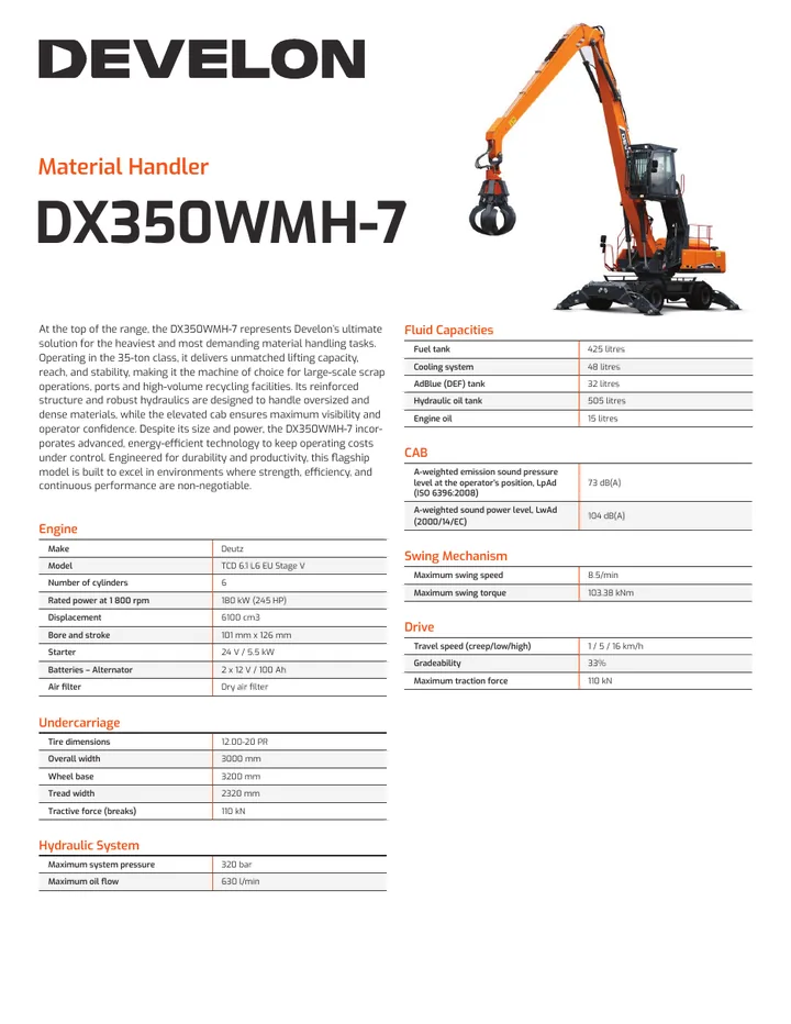 Doosan DX350WMH-7 machine manual cover