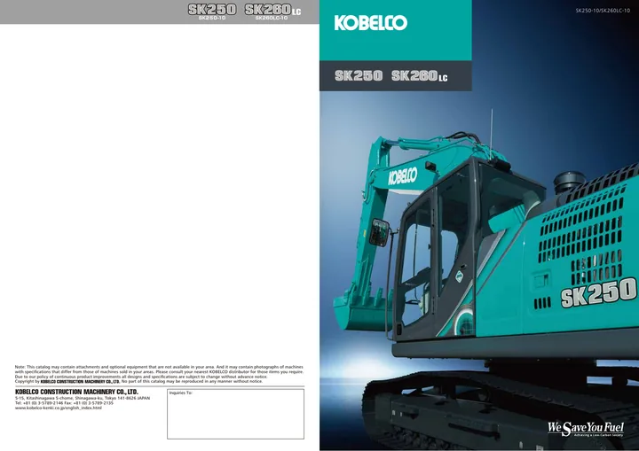 Kobelco SK250-10 · SK260LC-10 machine manual cover