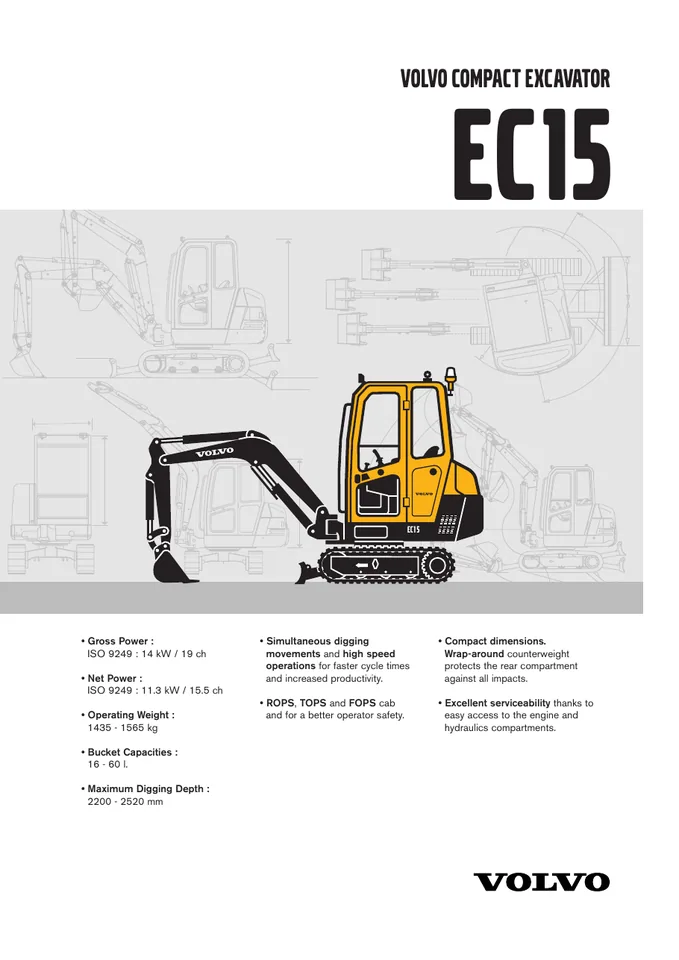 Volvo EC15 XR machine manual cover: Volvo EC15 XR Archived product document
