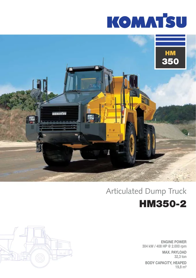 Komatsu HM350-2 machine manual cover: komatsu-hm350-2-bb987d139804-product-brochure