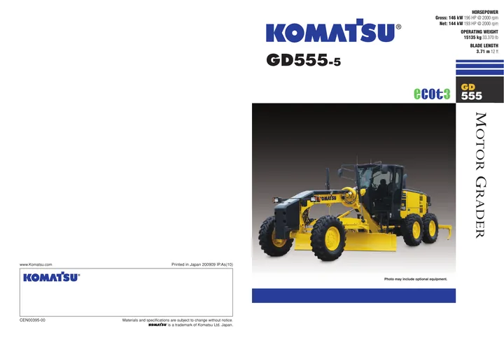 Komatsu GD555-5 machine manual cover: komatsu-gd555-5-2f9ae85a23fc-product-brochure