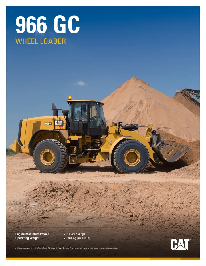 Caterpillar CAT®966 GC machine manual cover: Caterpillar CAT®966 GC Product brochure