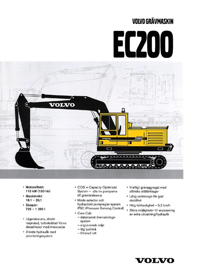 Volvo EC200 machine manual cover: Volvo EC200 Archived product document