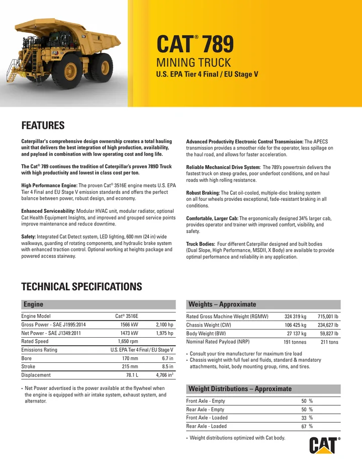 Caterpillar CAT®789 machine manual cover