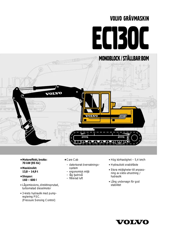 Volvo EC130C machine manual cover: Volvo EC130C Archived product document