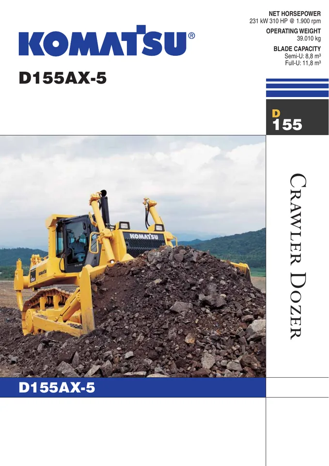 Komatsu D155AX-5 machine manual cover: komatsu-d155ax-5-5e742531b711-product-brochure
