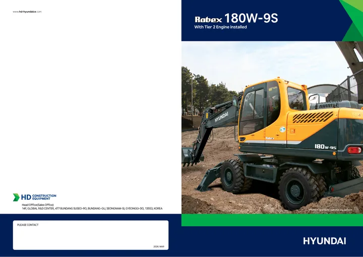 Hyundai R180W-9S machine manual cover: Hyundai R180W-9S Product brochure