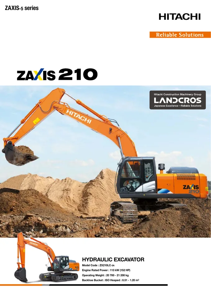 Hitachi ZX210LC-5A machine manual cover