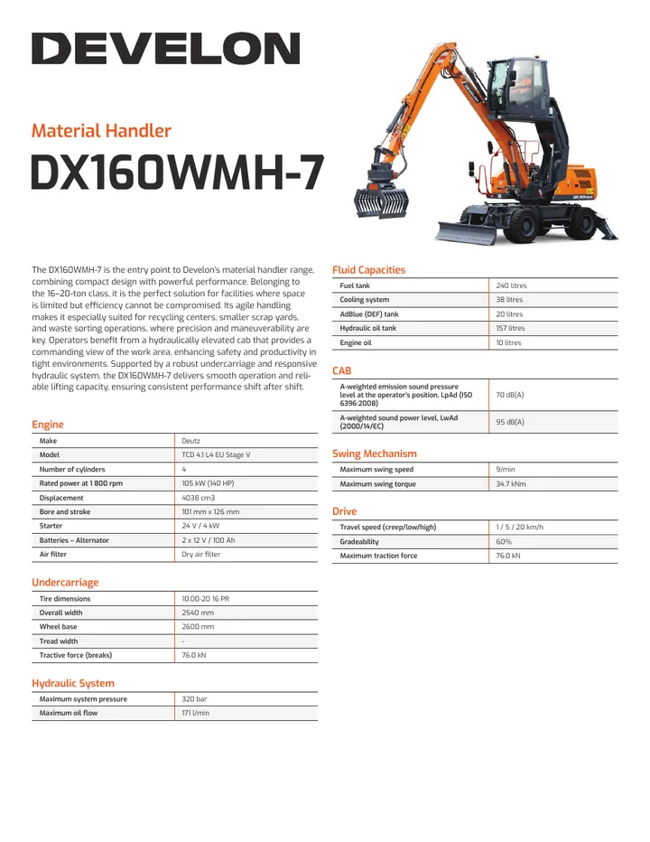 Doosan DX160WMH-7 machine manual cover