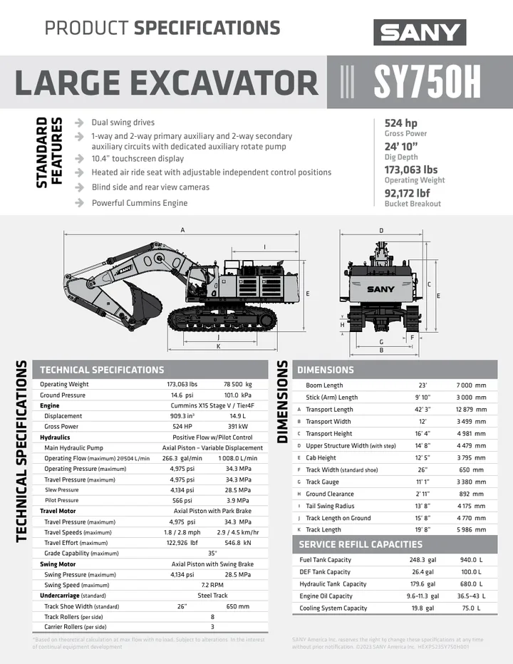 SANY SY750H 设备手册外胶层