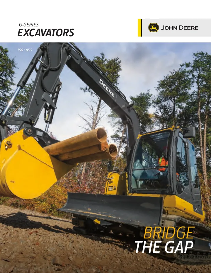 John Deere 75G machine manual cover: john-deere-75g-85g-319cdf38fd-official-brochure