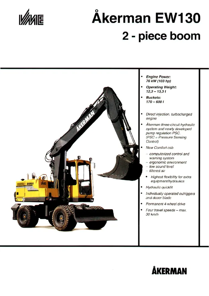 Volvo EW130 machine manual cover: Volvo EW130 Archived product document
