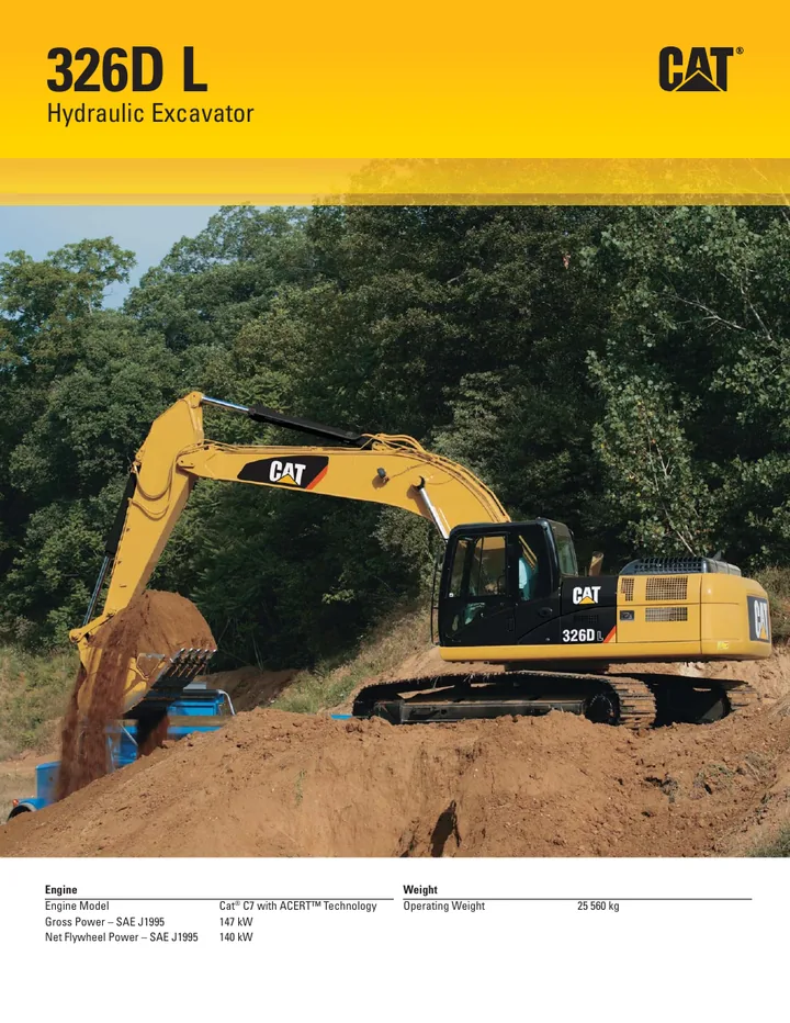 Caterpillar CAT®326D L machine manual cover: caterpillar-326d-l-product-brochure-c739164