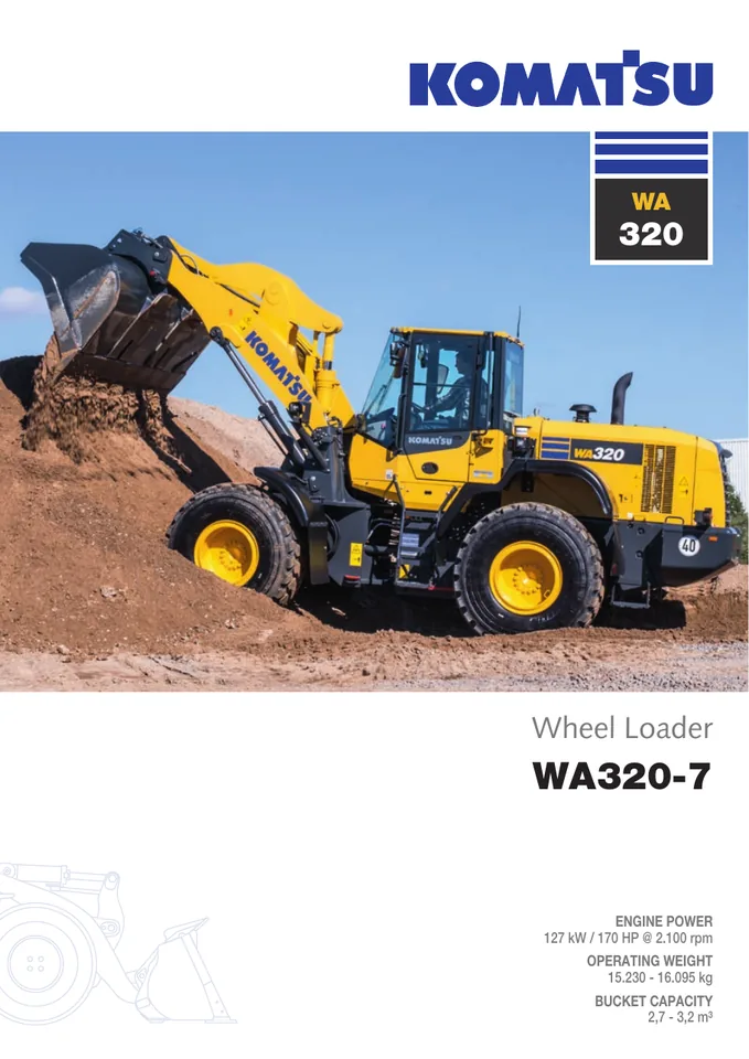 Komatsu WA320-7 machine manual cover: komatsu-wa320-7-ab4329f20ec9-product-brochure