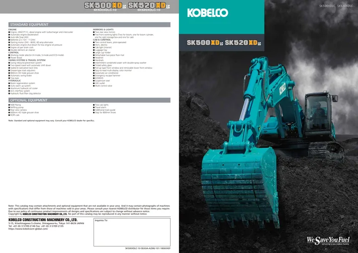 Kobelco SK500XDLC-10 · SK520XDLC-10 设备手册外胶层