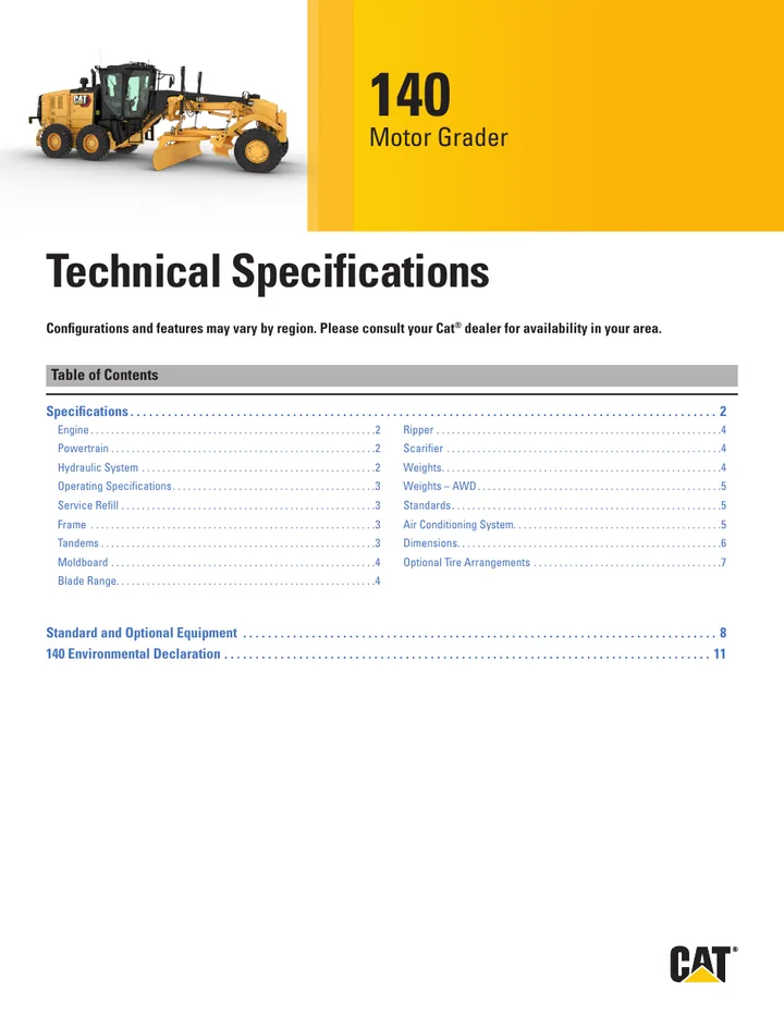 Caterpillar CAT®140 machine manual cover