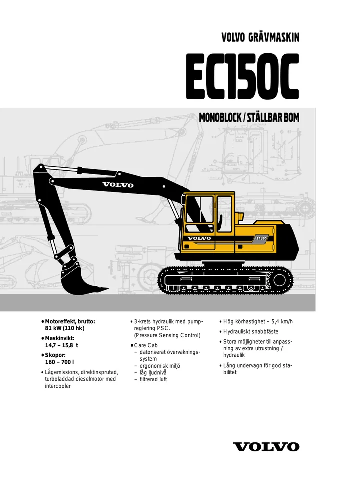 Volvo EC150C machine manual cover: Volvo EC150C Archived product document
