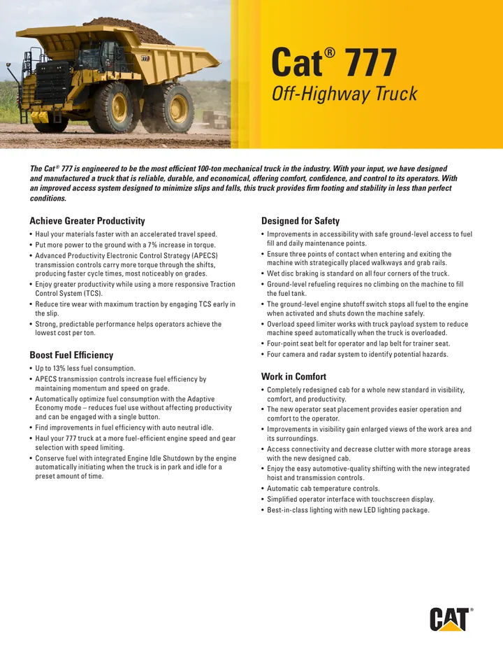 Caterpillar CAT®777 machine manual cover