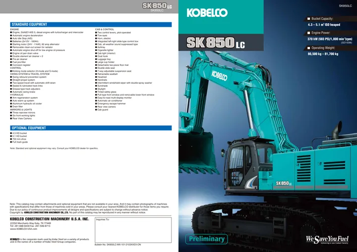 Kobelco SK850LC 设备手册外胶层