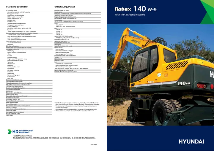 Hyundai R140W-9 machine manual cover: Hyundai R140W-9 Product brochure