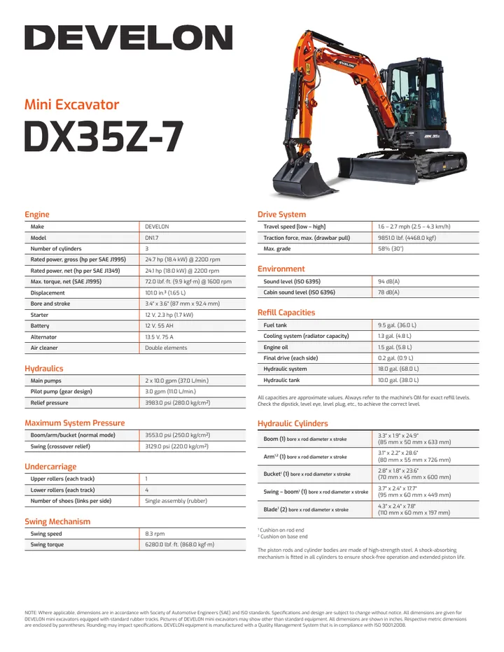 Doosan DX35Z-7 machine manual cover