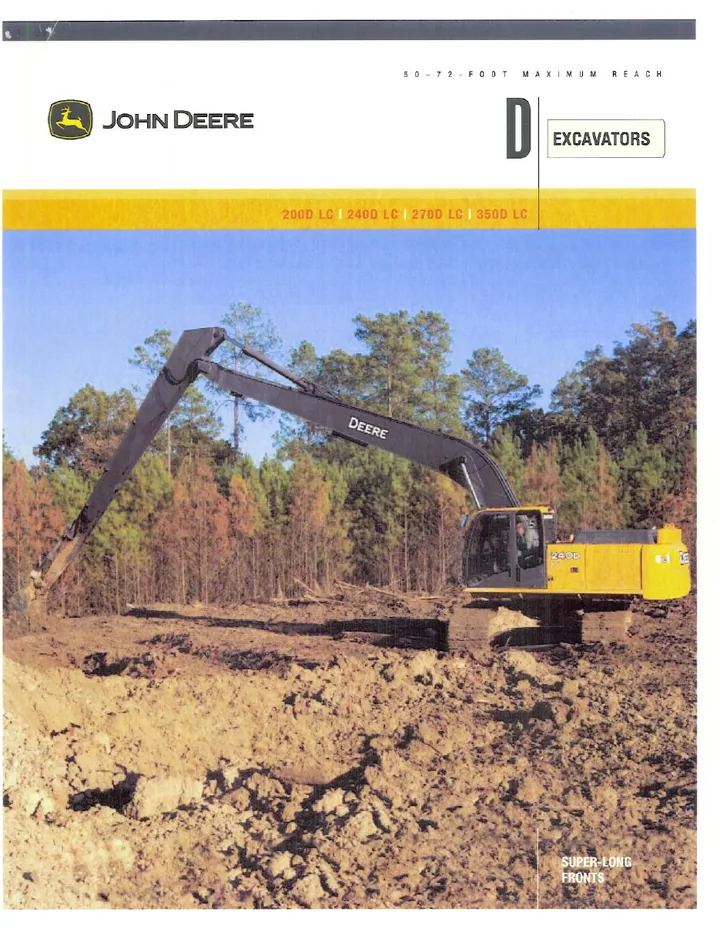 John Deere 200DLC · 240DLC · 270DLC · 350DLC machine manual cover