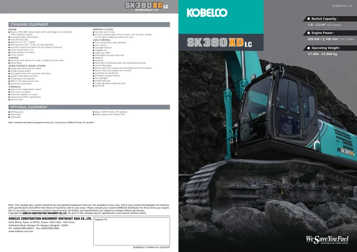 Kobelco SK380XDLC · SK380XDLC-10 设备手册外胶层