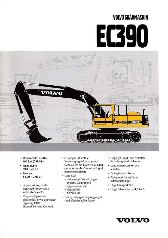 Volvo EC390 machine manual cover: Volvo EC390 Archived product document