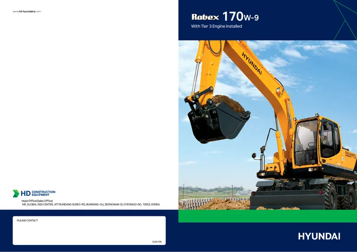 Hyundai R170W-9 machine manual cover: Hyundai R170W-9 Product brochure