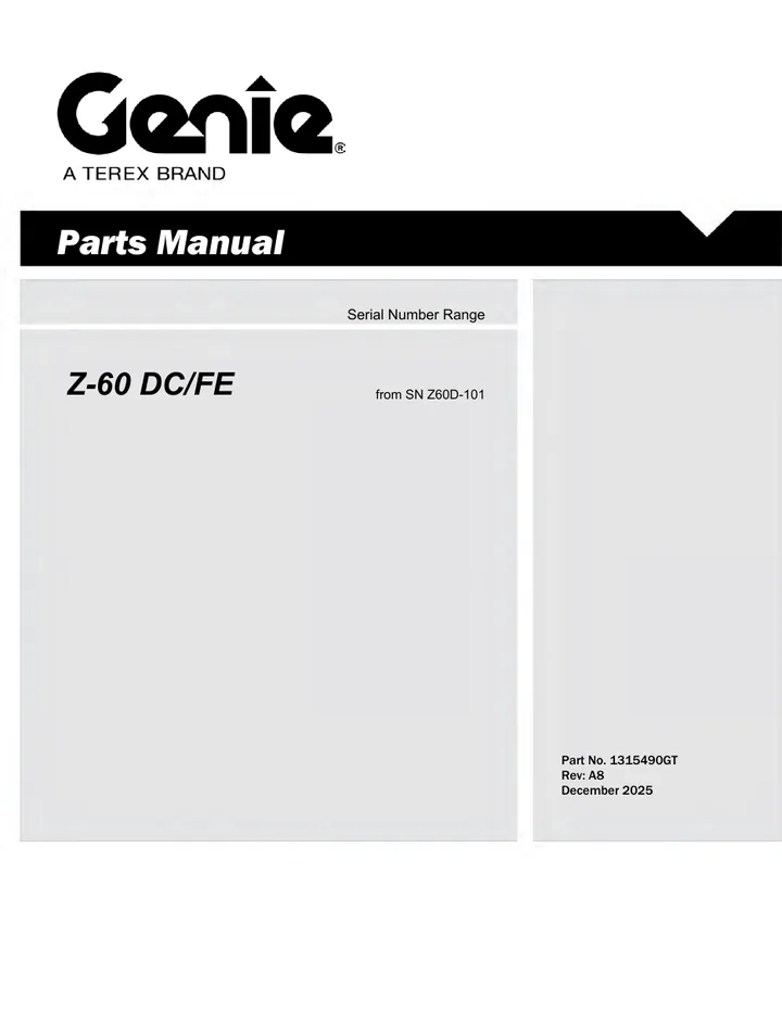Genie Z-60 DC/FE machine manual cover