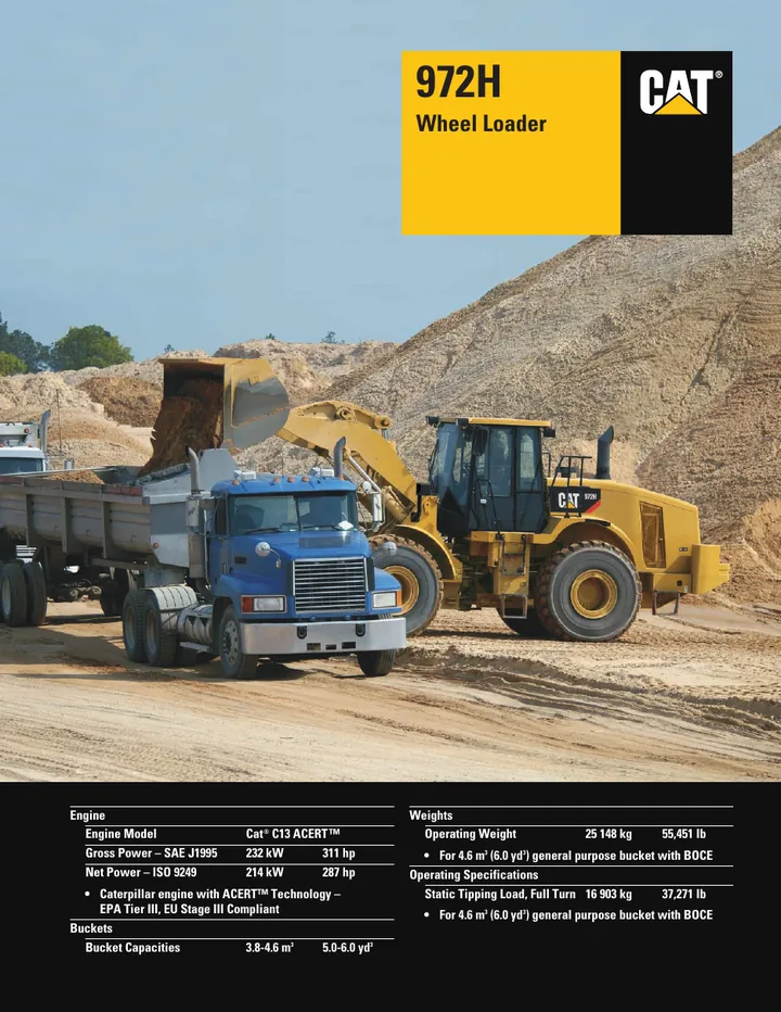Caterpillar CAT®972H machine manual cover: caterpillar-972h-product-brochure-c305682