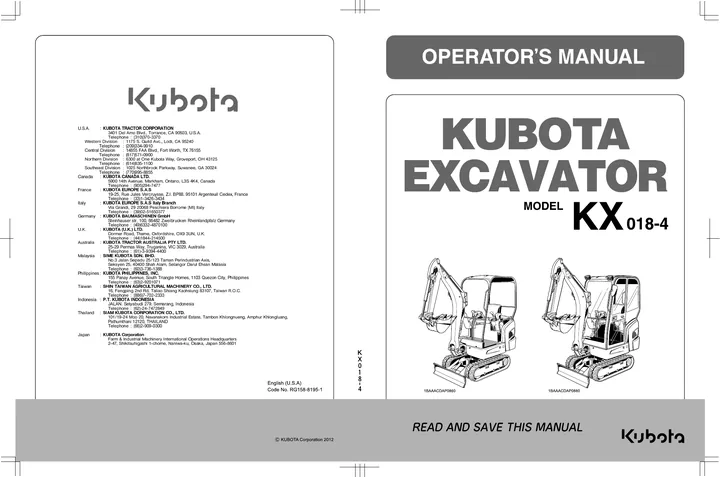 Kubota KX018-4 设备手册外胶层