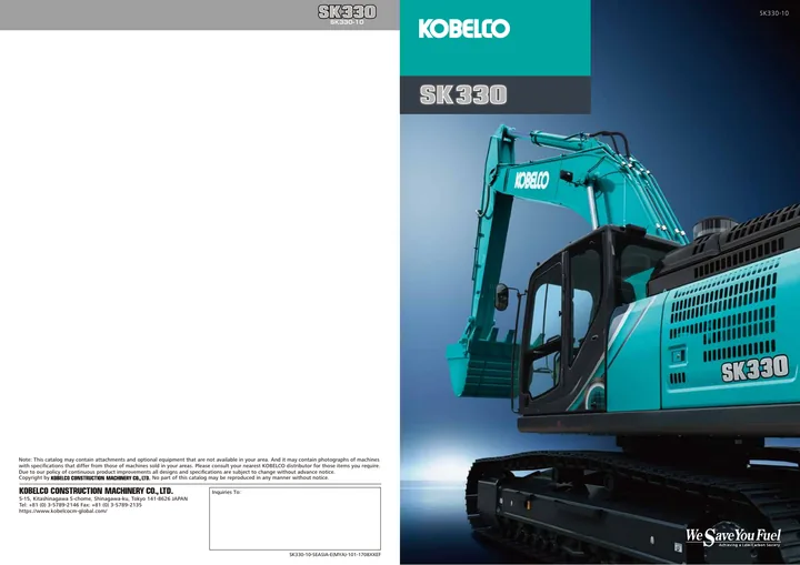 Kobelco SK330-10 machine manual cover: Kobelco SK330-10 Product brochure