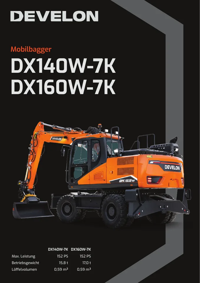 Doosan DX140W-7K · DX160W-7K machine manual cover