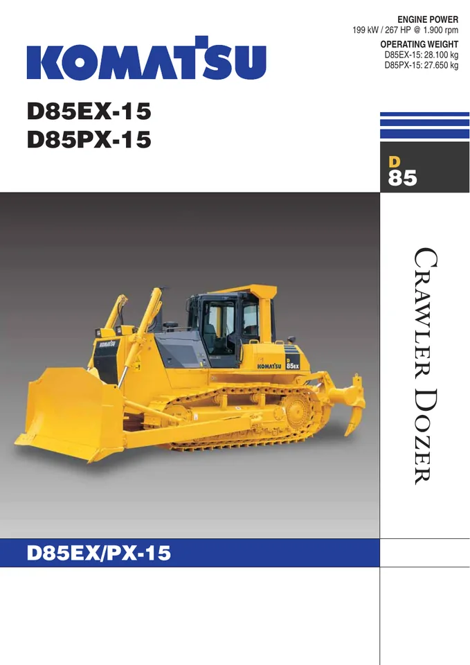 Komatsu D85EX-15 machine manual cover: komatsu-d85ex-15-d85px-15-b04648e5bfd3-product-brochure
