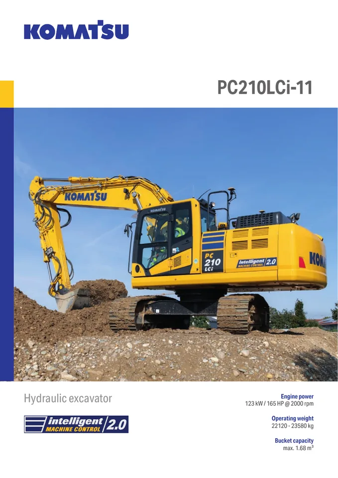 Komatsu PC210LCI-11 machine manual cover: komatsu-pc210lci-11-789183683bbd-product-brochure
