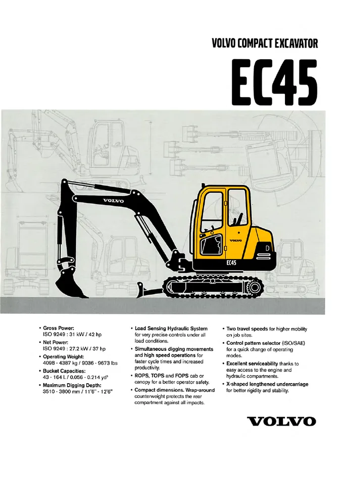 Volvo EC45 machine manual cover: Volvo EC45 Product specification