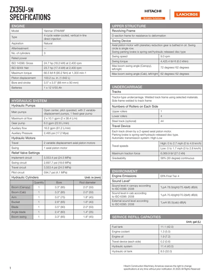 Hitachi ZX35U-5N machine manual cover