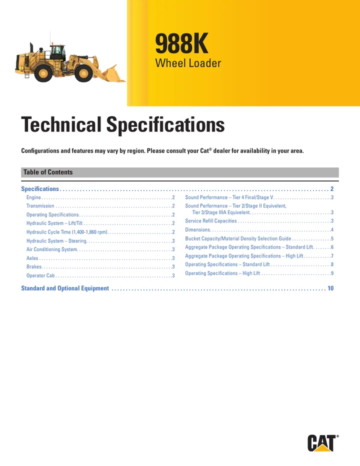 Caterpillar CAT®988K machine manual cover: caterpillar-988k-technical-specification-cm20191106-72eac-2bc2e