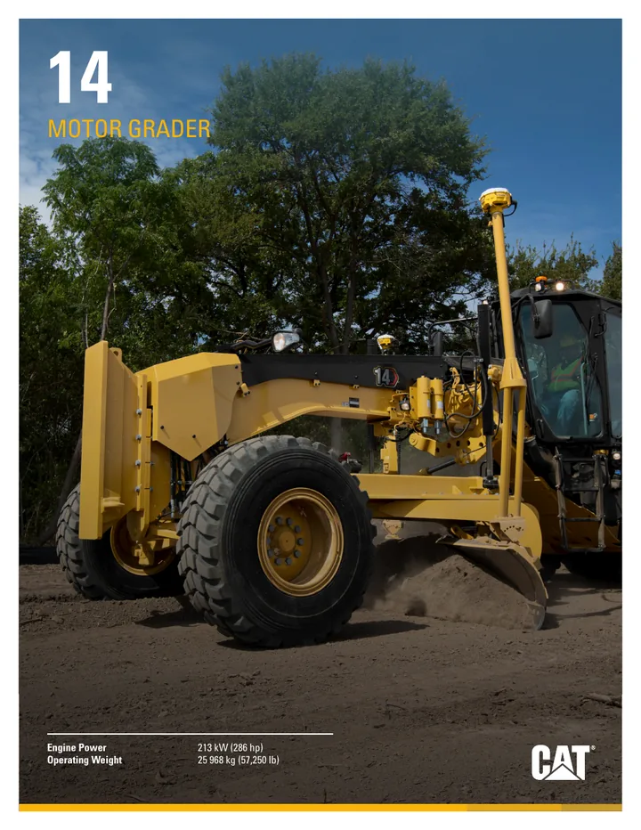 Caterpillar CAT®14 machine manual cover: Caterpillar CAT®14 Product brochure