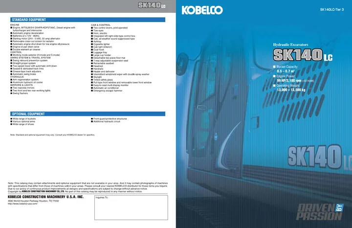 Kobelco SK140LC-8 machine manual cover: Kobelco SK140LC-8 Product brochure