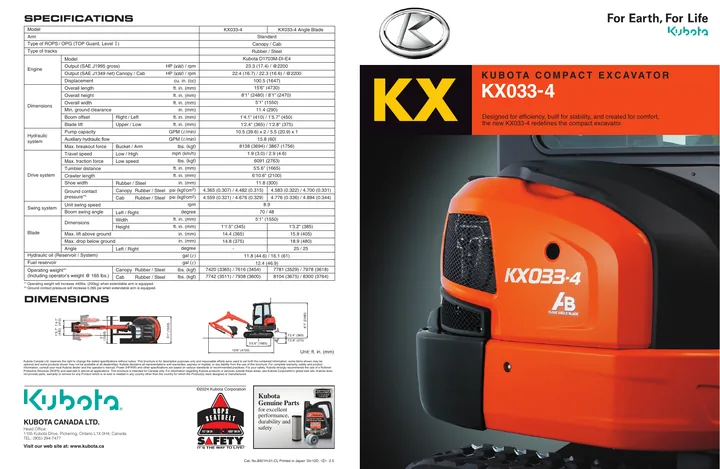 Kubota KX033 · KX033-4 设备手册外胶层