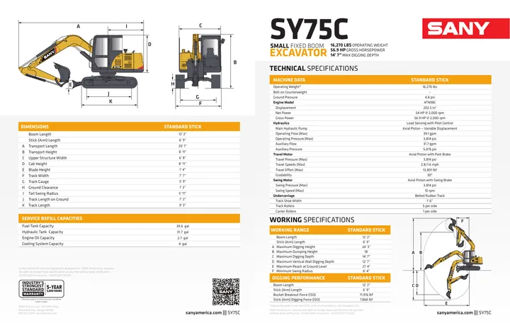 SANY SY75C 设备手册外胶层