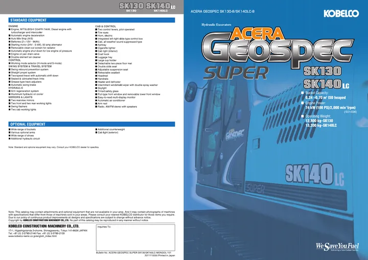 Kobelco SK130-8 · SK140LC-8 machine manual cover