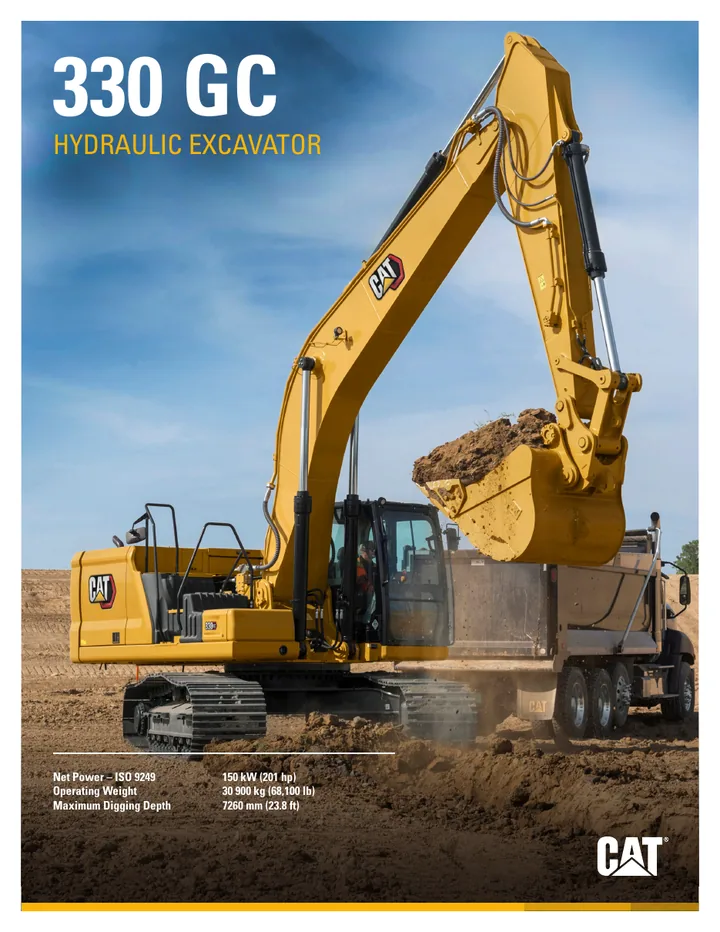 Caterpillar CAT®330 GC machine manual cover: Caterpillar CAT®330 GC Product brochure