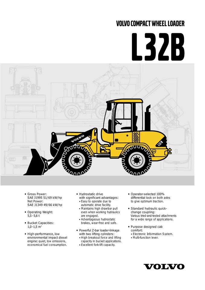 Volvo L32B machine manual cover: Volvo L32B Product specification