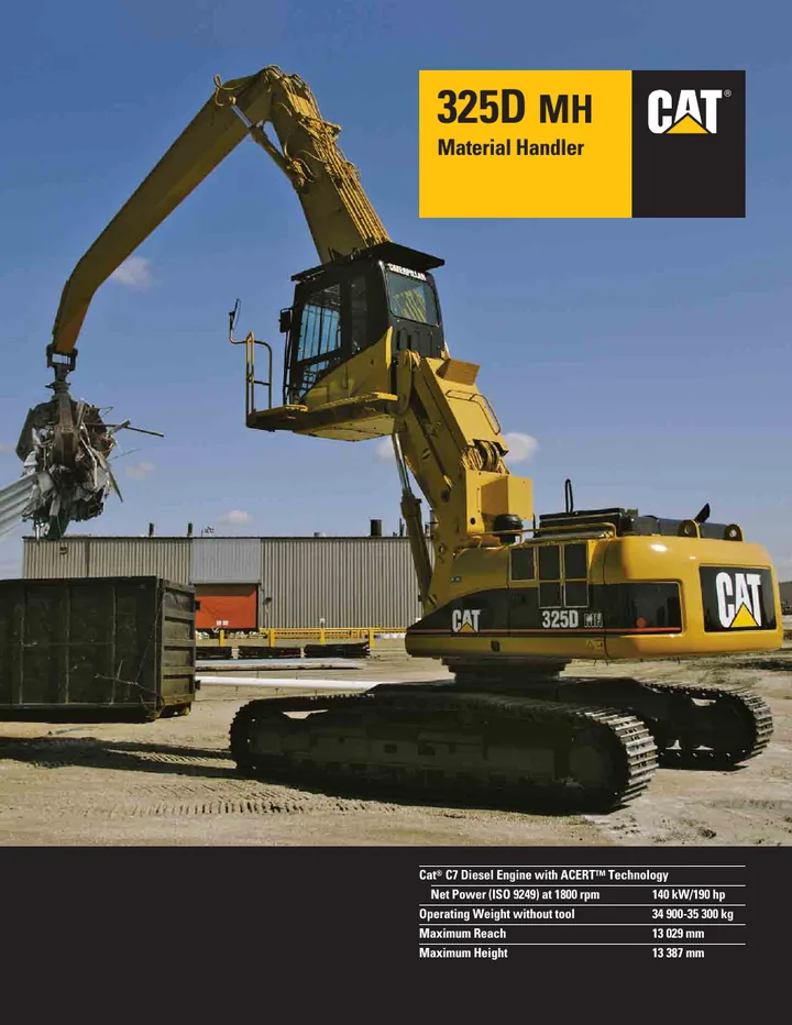 Caterpillar CAT®325D MH machine manual cover: caterpillar-325d-mh-product-brochure-c311375
