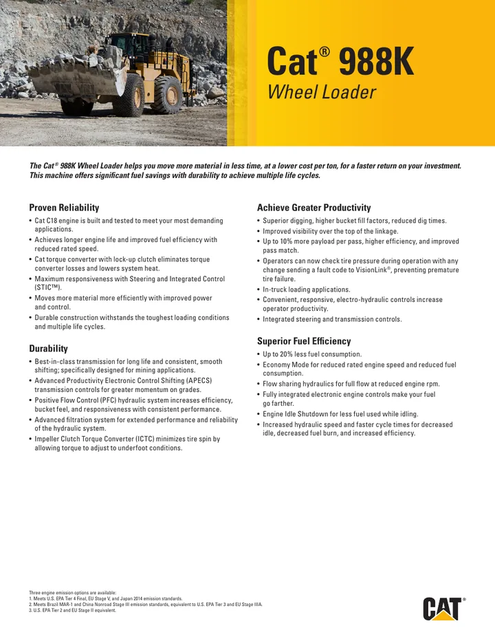 Caterpillar CAT®988K machine manual cover: caterpillar-988k-key-features-cm20191106-7c1e7-c4adc