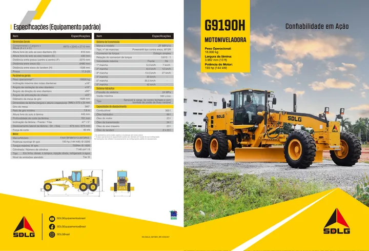 SDLG G9190H machine manual cover: SDLG G9190H Product brochure