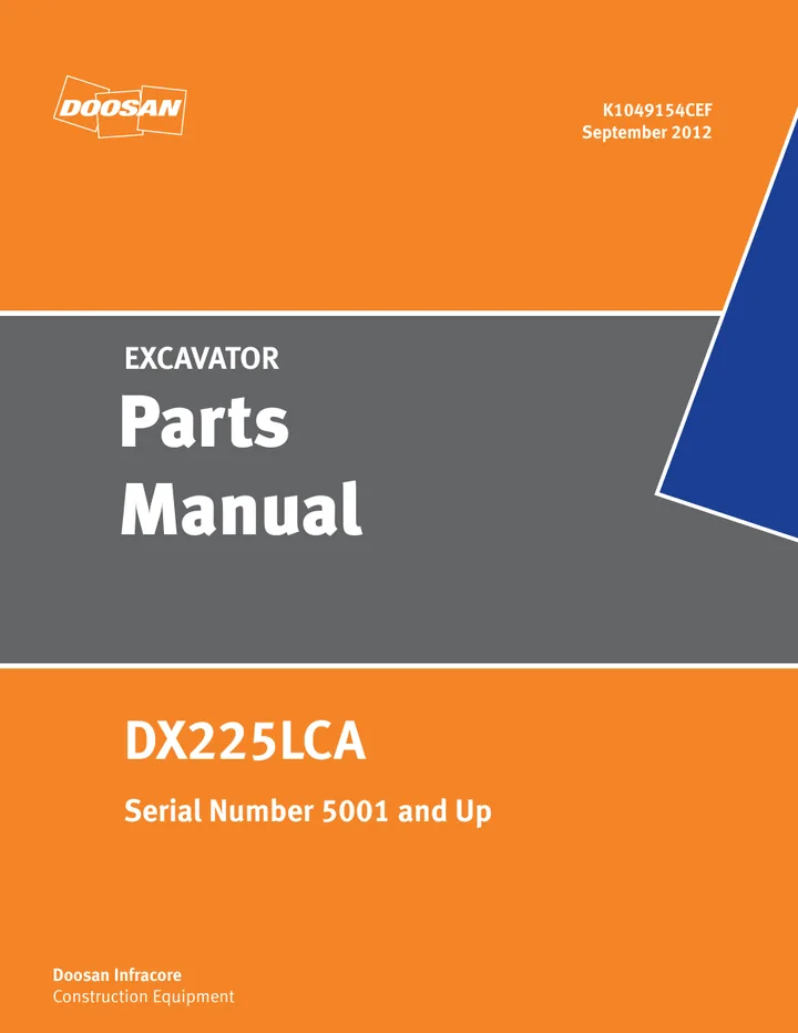 Doosan DX225LCA machine manual cover